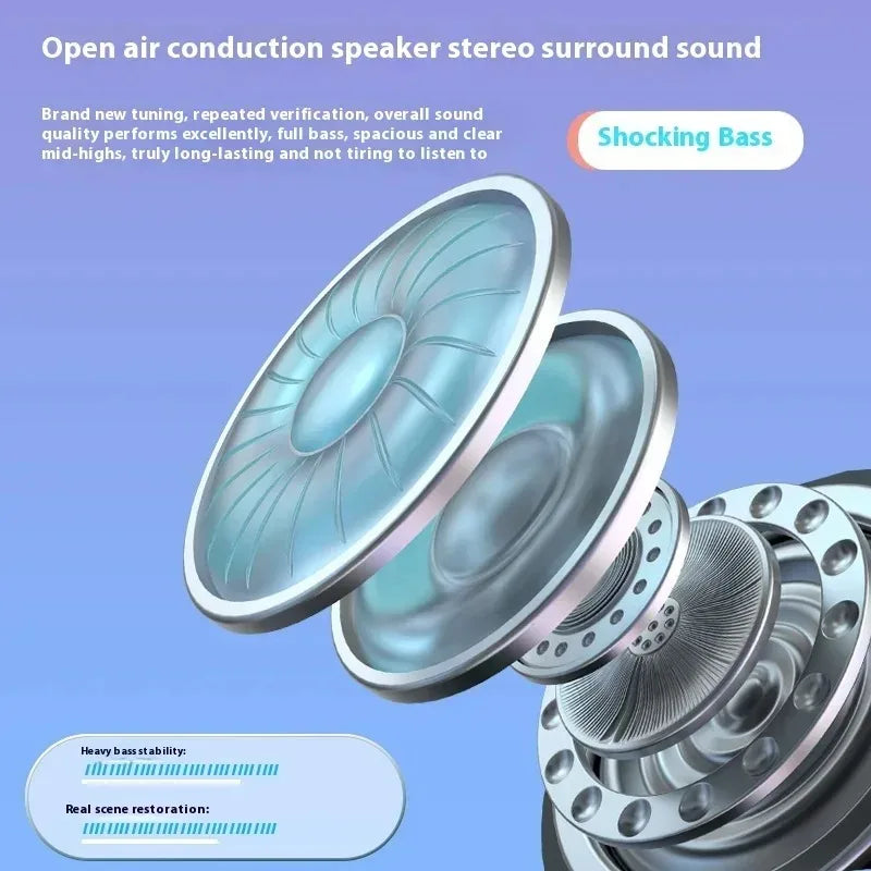 New Sport Bluetooth 5.3 Headphone Wireless Open Air Conduction Earphones Hifi Stereo Sound Sport Gaming Headset For Phone