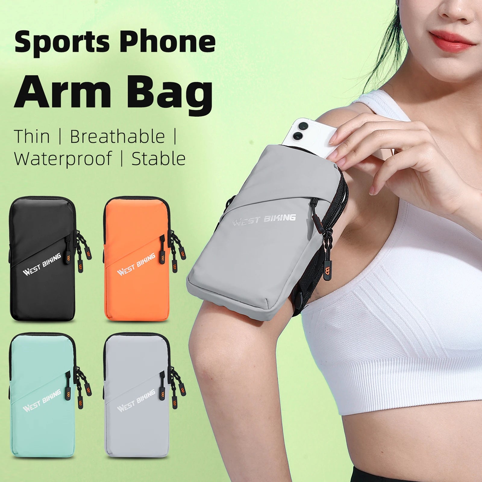 Sports Storage Bag Mobilephone Armband Bag Adjustable Running Riding Arm Bag Phone Bag Outdoor Breathable Running Phone Bag