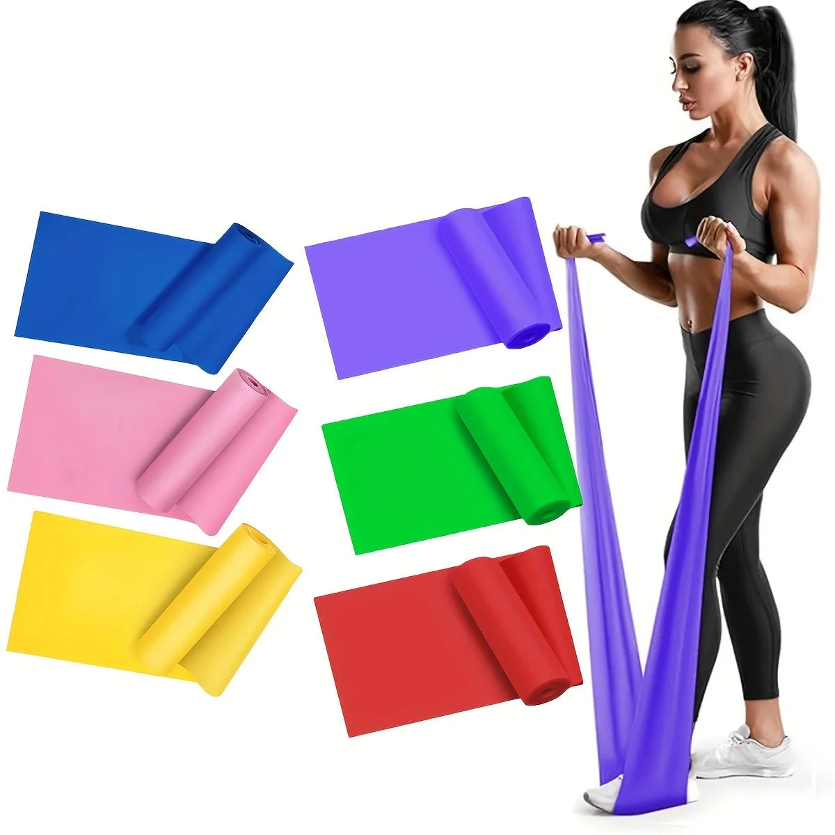 3/4/6 sets of yoga resistance bands, TPE elastic stretching bands with four resistance levels, and exercise equipment for fitnes