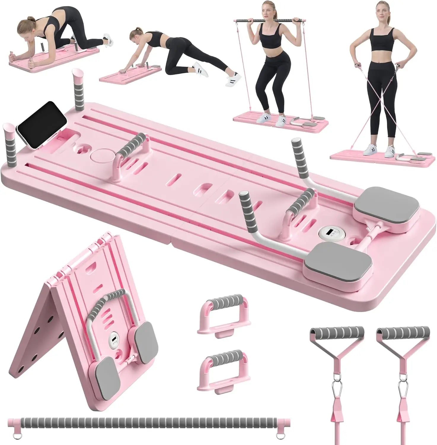 Planche de Pilates multifonctionnelle – Renforcement des abdominaux et du corps entier avec bandes de résistance