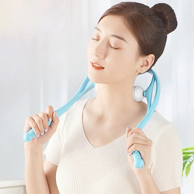 Manual Neck Massager with Dual Ball Press – Cervical Spine Relief & Fitness Recovery Tool