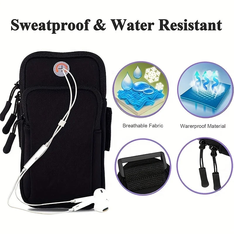 Waterproof Running Arm Bag, Adjustable Anti-Slip Sports Phone Armband, Portable Wearable Holder for Running