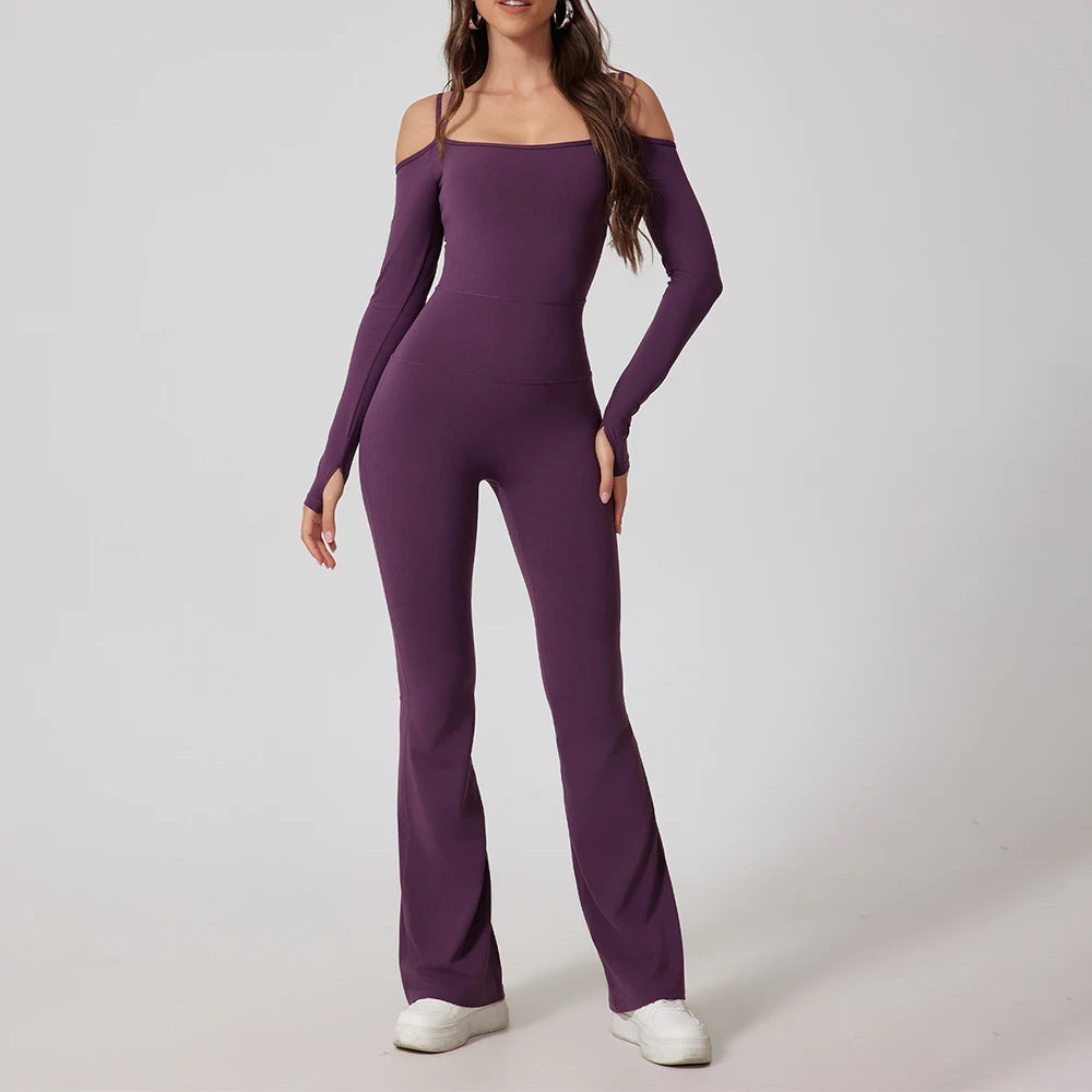 Fitness Bodysuits Yoga Jumpsuit Yoga Set Women's Gym Clothing Sports Overalls Woman Tracksuit Female Flared Trousers Sportswear