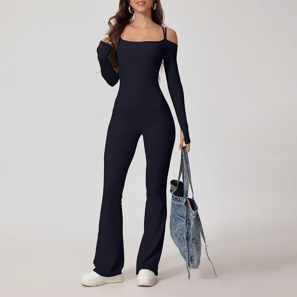 Fitness Bodysuits Yoga Jumpsuit Yoga Set Women's Gym Clothing Sports Overalls Woman Tracksuit Female Flared Trousers Sportswear